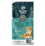 Back of Breeder Celect biodegradable cat litter 30L pack made in the UK
