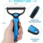 Pet grooming comb size 6.57 x 3.93 inches with ergonomic non-slip handle and eyelet